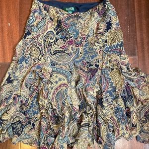 Ralph Lauren skirt petite xs/tp exteriorsilk, interior polyester.